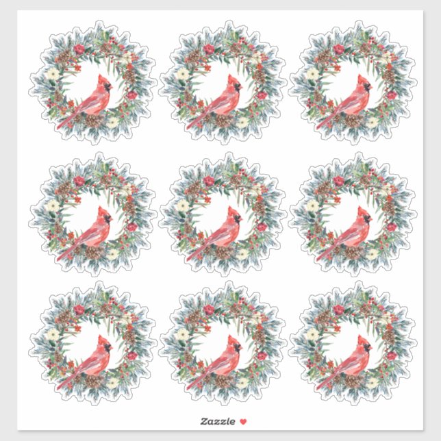 Sticker Serre de pin rustique Cardinal Enveloppe cadeau de (Feuille)
