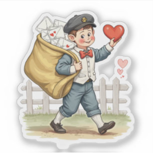 Sticker Service postal de la Saint-Valentin rétro vintage