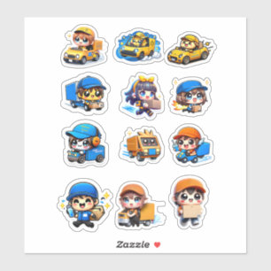 Sticker Services de pilotes de livraison Cute Kawaii