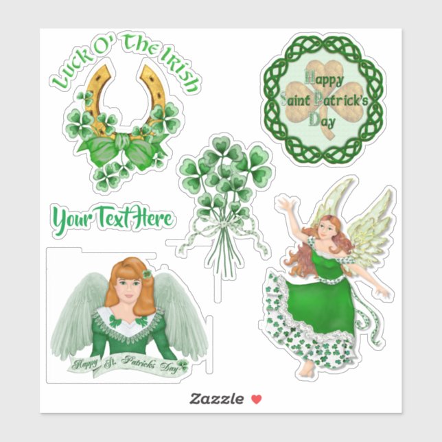 Sticker Set de vinyle Shamrock irlandais Angel (Feuille)