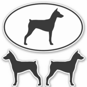 Sticker Set Silhouettes de race de chien Pinscher 