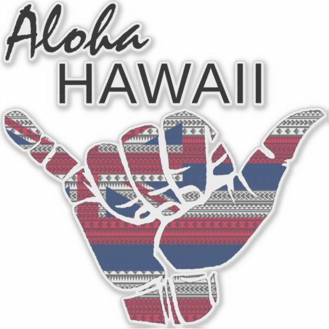 STICKER SHAKA TRIBAL (HANG LOOSE) ALOHA HAWAII HI FLAG DRK (Devant)