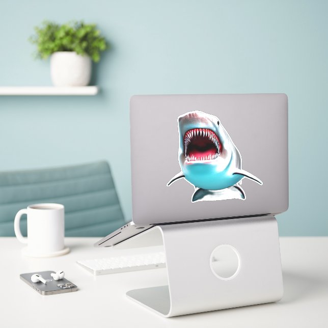 Sticker Shark Big Jaws (Ordinateur portable sur le bureau)