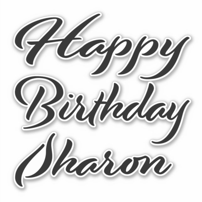 Sticker Sharon Prénom Anniversaire de la Broderie noire (Devant)