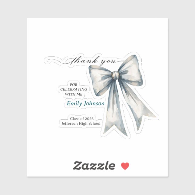 Sticker She did it Graduation invitation Photo Blue Bow  (Feuille)