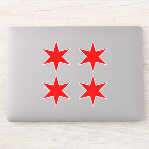 Sticker Sheet   Chicago Flag Red 6-Pointed Star