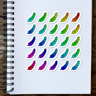 Sticker Sheet Colourful Feathers Tiny Rainbow Ombr