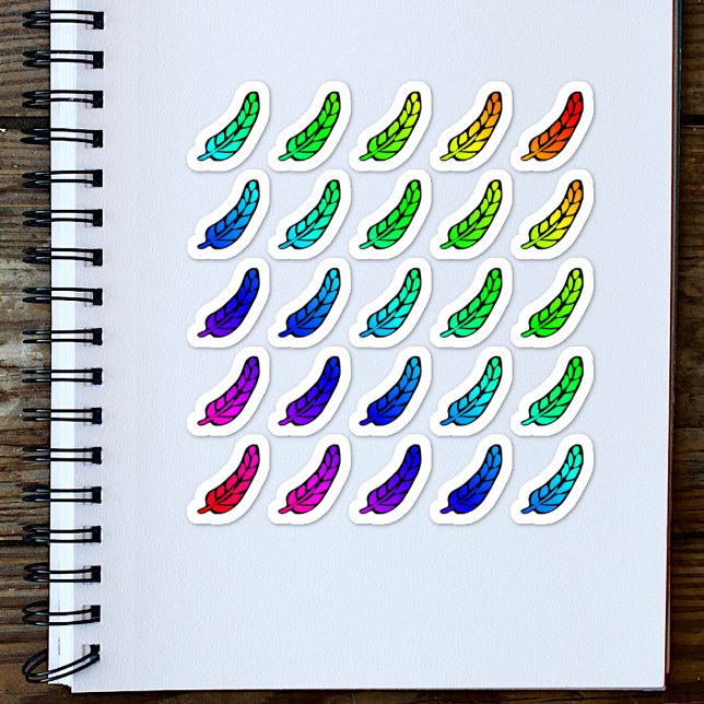 Sticker Sheet Colourful Feathers Tiny Rainbow Ombr (Creator Uploaded)