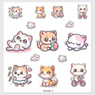 Sticker Sheet of Playful Paws and Dreamy Snoozes