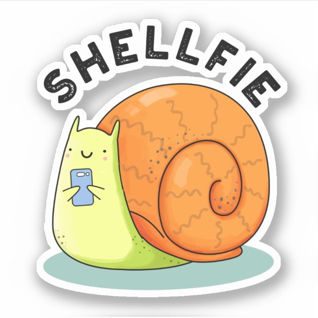 Sticker Shellfie Fundy Snail Selfie Pun (Devant)