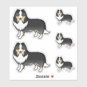 Sticker Shetland Sheepdog Sheltie Cartoon Chiens Tricolore