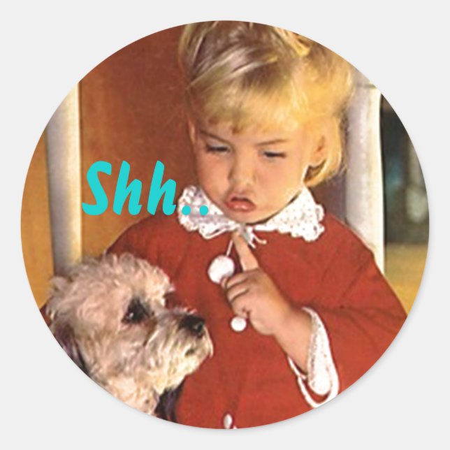 Sticker Shh... Sceau de parti de surprise secret r (Devant)