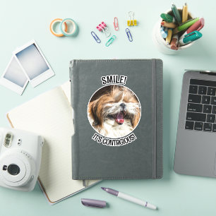 Sticker Shihtzu riant sourire c'est un texte de coutume co