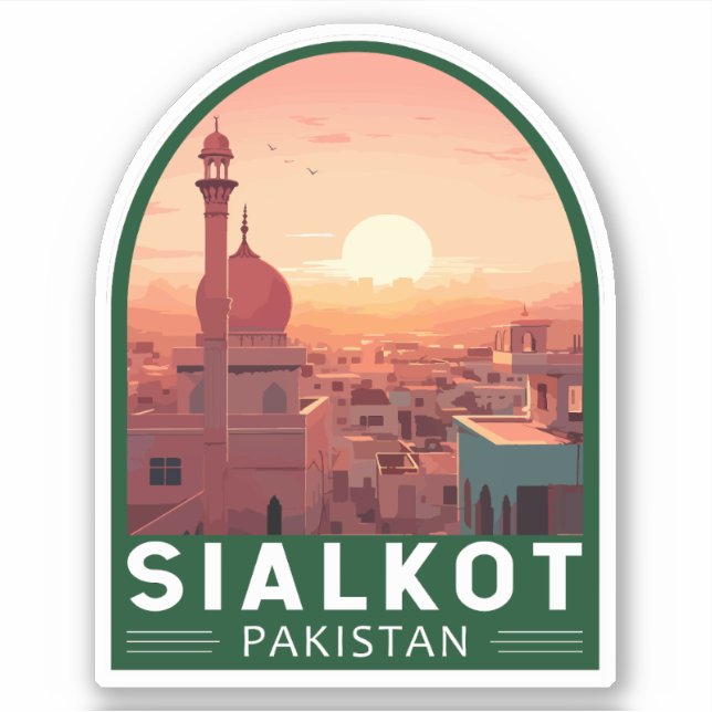 Sticker Sialkot Pakistan Travel Art Vintage (Devant)