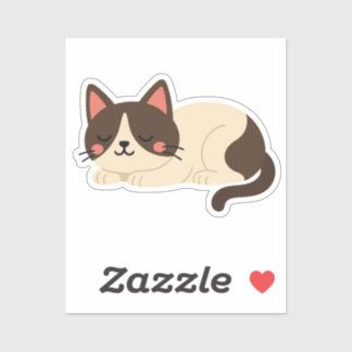 Sticker Siamese Cat Sleeping – Cream and Brown Cartoon