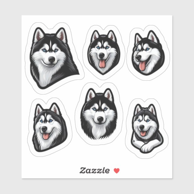 Sticker Sibérien Husky Custom-Cut Vinyl (Feuille)