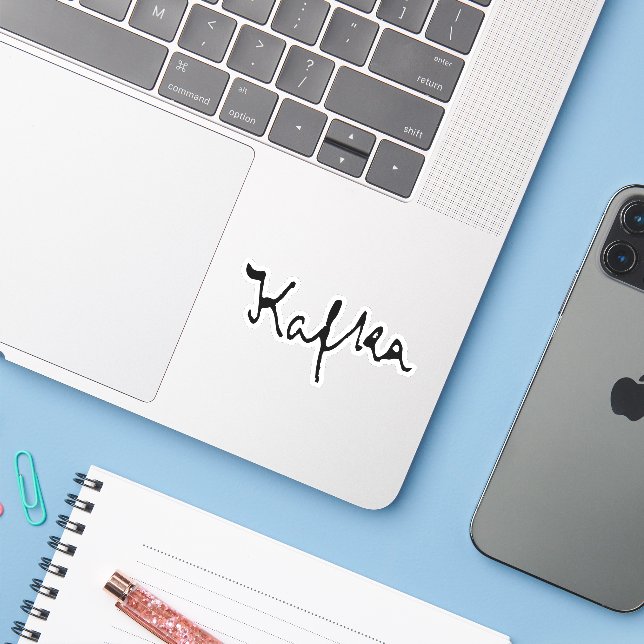 Sticker Signature Franz Kafka (Ordinateur portable avec iPhone)