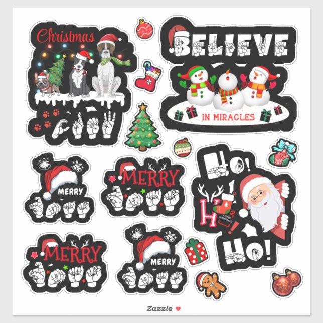 Sticker Signed & Festive - ASL Christmas (Feuille)