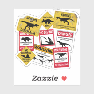 Sticker Signes de prudence Dinosaure