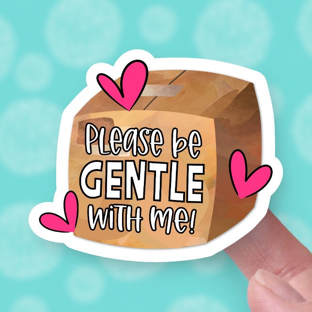 Sticker S'Il Vous Plaît Être Doux Mignonne Boîte Coeurs Fr (Créateur téléchargé)