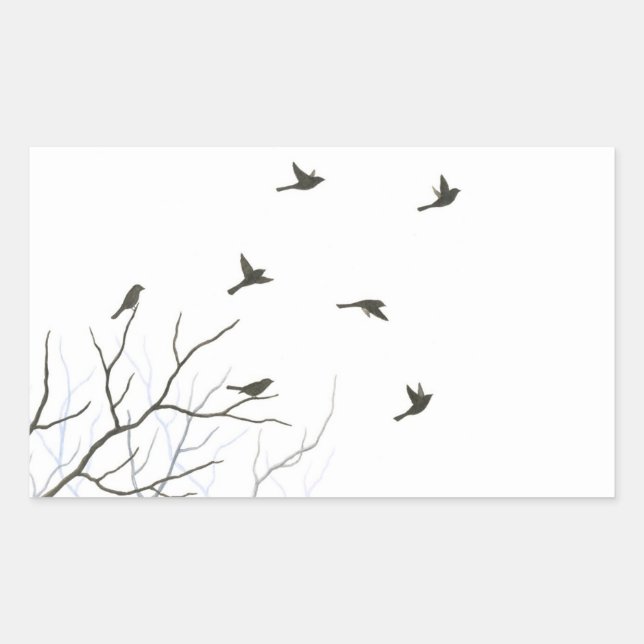 Sticker Silhouette aux oiseaux volants (Devant)