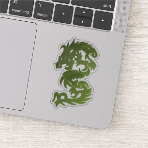 Sticker Silhouette chinoise de dragon de jade vert