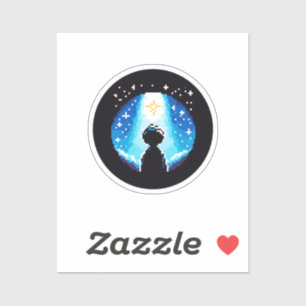 Sticker Silhouette - Ciel nocturne de rêve Pixel