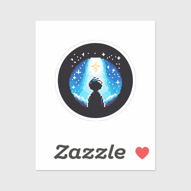 Sticker Silhouette - Ciel nocturne de rêve Pixel (Feuille)