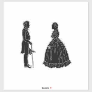 Sticker silhouette d'abraham lincoln et de mary todd linco