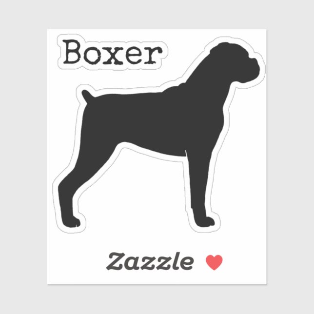 Sticker Silhouette de chien de boxe avec oreilles de disqu (Feuille)