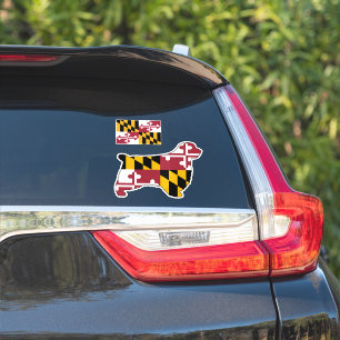 Sticker Silhouette de Chien Espagnol avec Drapeau Maryland