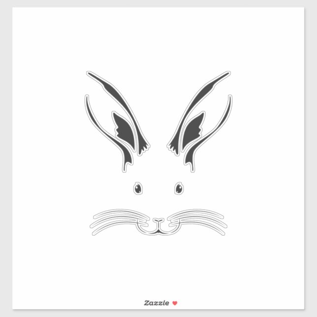 Sticker Silhouette de la face du lapin (Feuille)