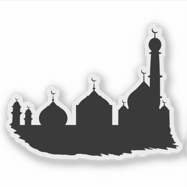 Sticker Silhouette de la mosquée noire de l'Aïd Moubarak (Devant)
