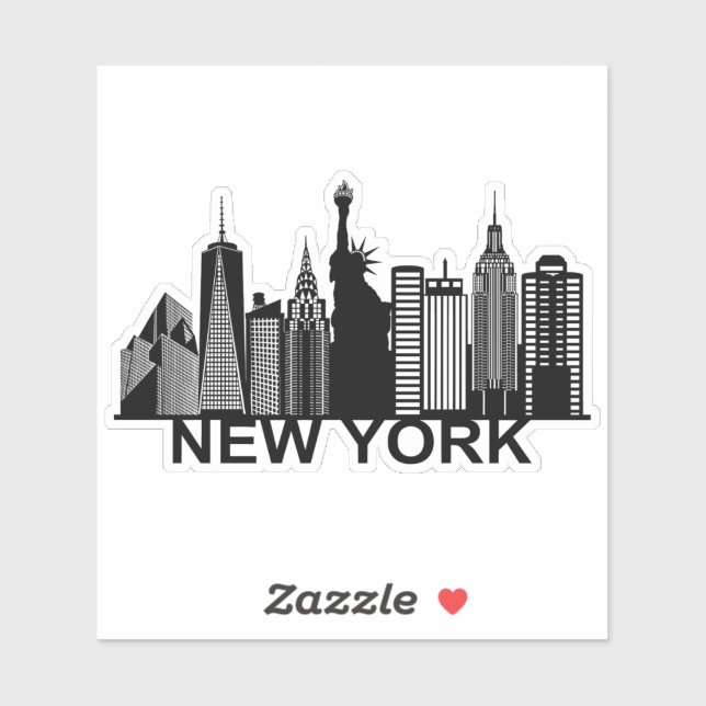 Sticker silhouette de la ville de New York (Feuille)