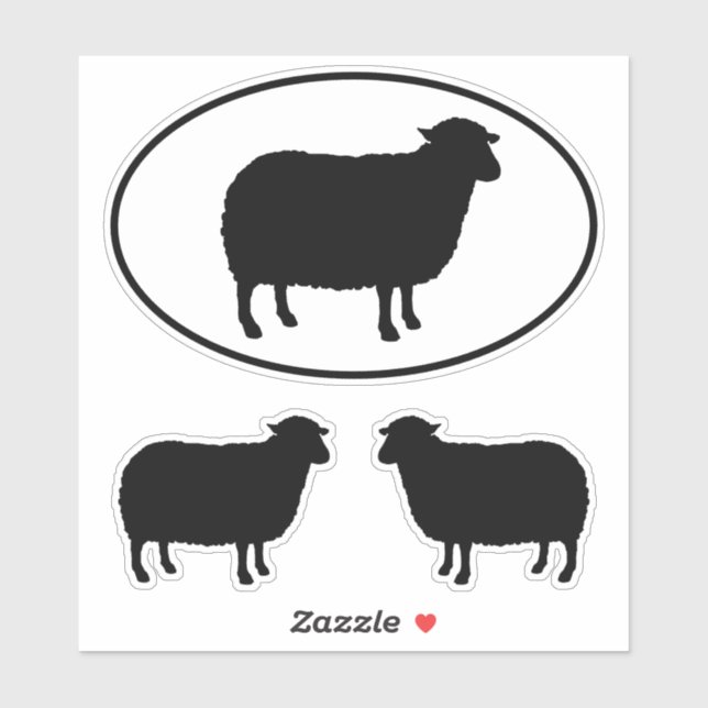 Sticker Silhouette de mouton noir (Feuille)