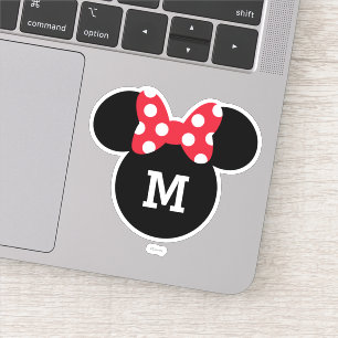Sticker Silhouette de tête de souris Minnie avec Monogramm