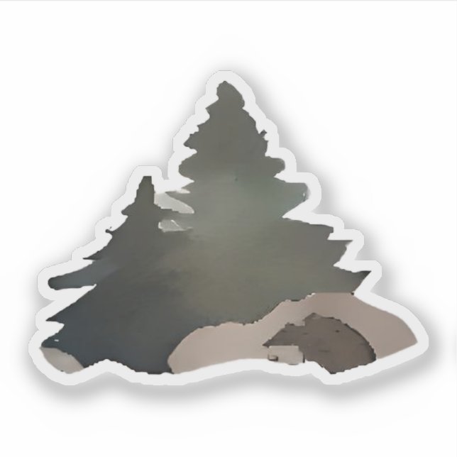 Sticker Silhouette des pins d'hiver (Devant)