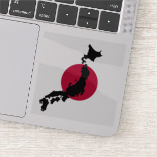 Sticker Silhouette du Japon au-dessus du drapeau national