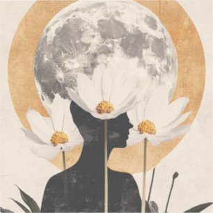 Sticker Silhouette Lune - Boho Élégance Vintage