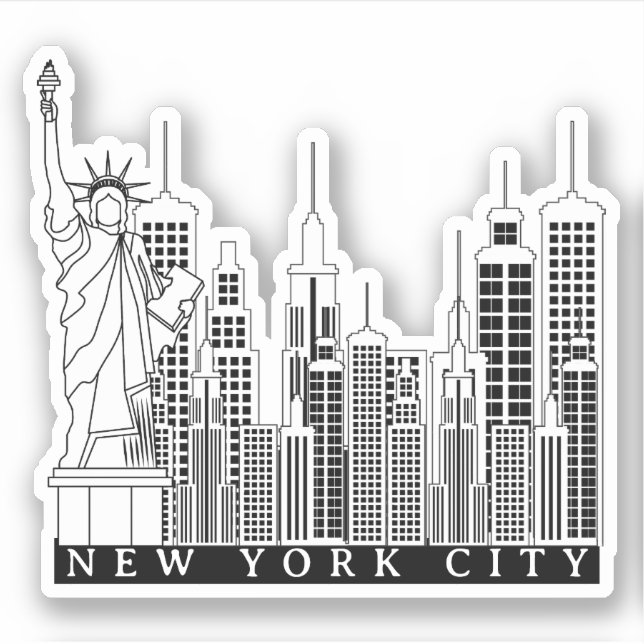 Sticker Silhouette noire et blanche de New York (Devant)