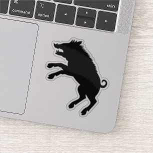 Sticker Silhouette noire et blanche de sanglier
