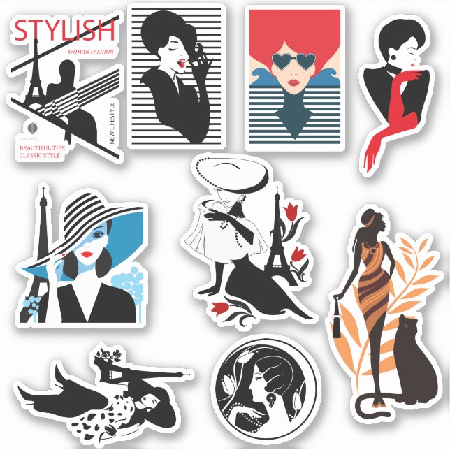 Sticker Silhouettes élégantes et élégantes (Devant)