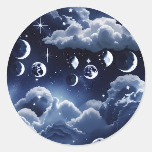 Sticker - Silver Celestial Moon Lunar Design 