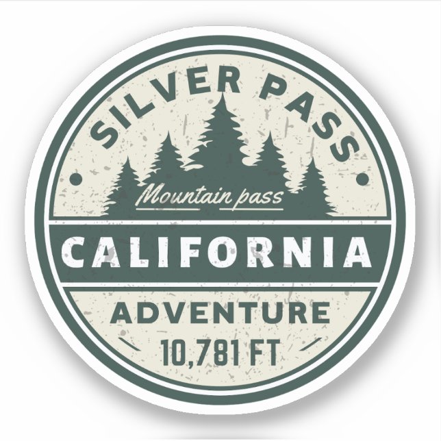 Sticker Silver pass, California randonnées trails (Devant)