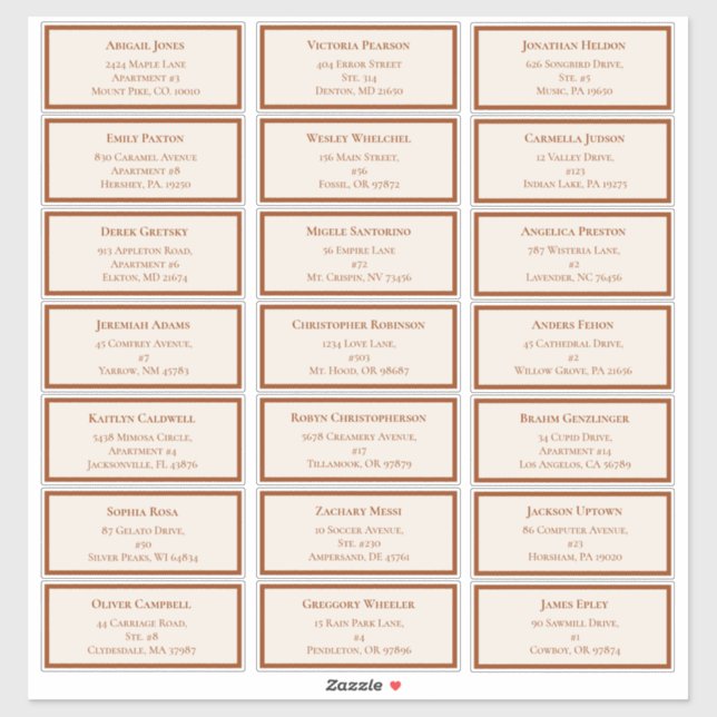 Sticker Simple Boho Ivory Mariage Adresse d'hôte (Feuille)