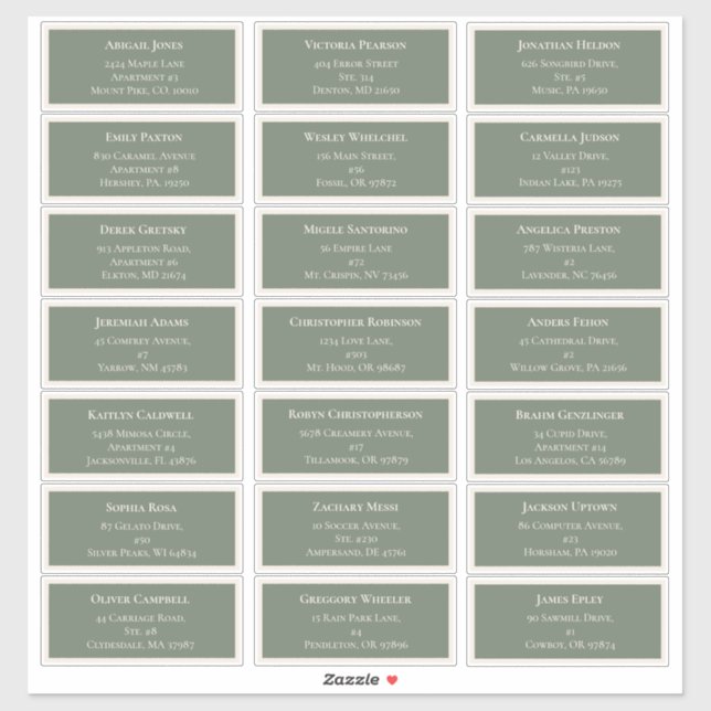 Sticker Simple Boho Sage Green Mariage Adresse d'hôte (Feuille)