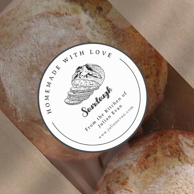 Sticker simple de pâte à aubes fait maison en noir (Simple Black and White Homemade Sourdough Sticker)