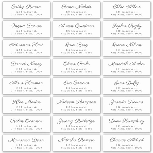Sticker Simple Elegant Classy Script Guest Address Labels (Devant)