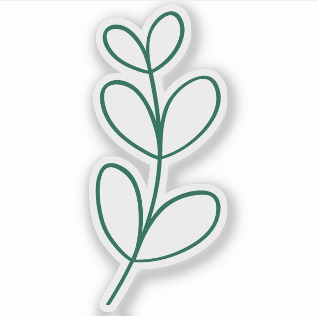 Sticker Simple Green Leaf Line Art (Devant)