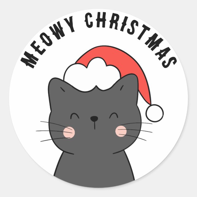 Sticker simple Kawaii Meowy pour chat de Noël (Devant)